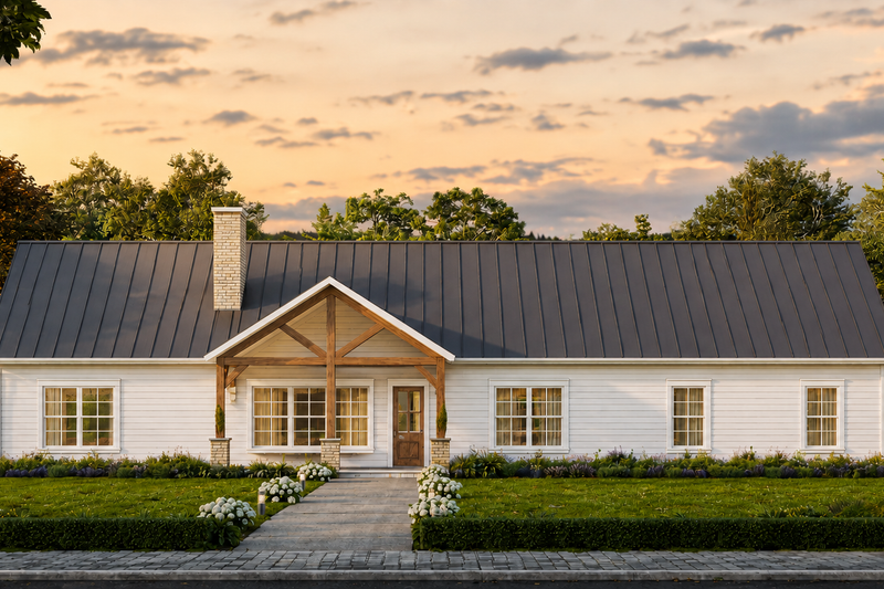 Exterior - Front Elevation 2 for Barndominium House Plan #1117-49 - 4 bed, 3.5 bath