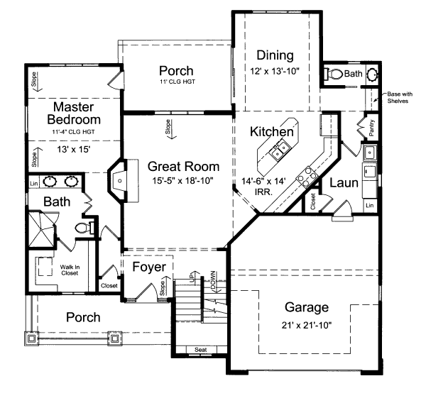 Bungalow Floor Plan - Main Floor Plan #46-464