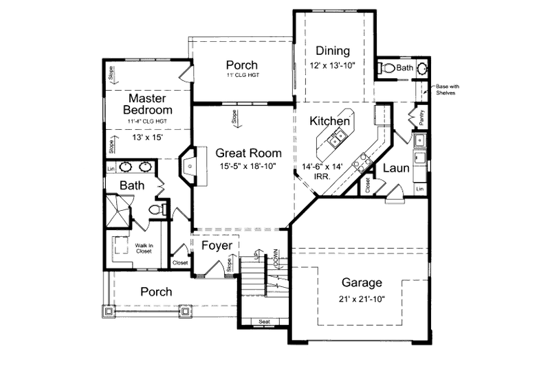 House Plan Design - Floor Plan - Main Floor for Bungalow House Plan #46-464 - 4 bed, 2.5 bath