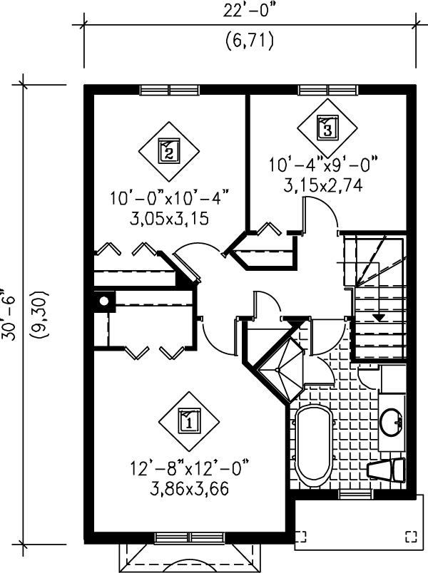 House Design - European Floor Plan - Upper Floor Plan #25-2076