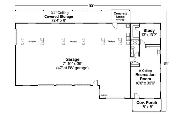 Floor Plan - Main Floor for Traditional House Plan #124-659 - 1 bed, 1 bath