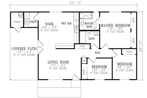 Floor Plan - Main Floor for Ranch House Plan #1-191 - 3 bed, 2 bath