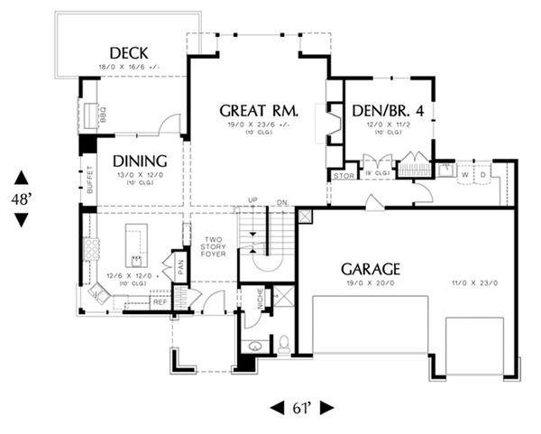 Dream House Plan - Prairie Floor Plan - Main Floor Plan #48-464