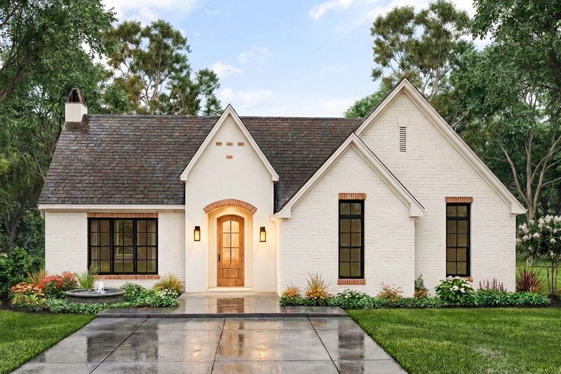 House Blueprint - Exterior - Front Elevation 2 for Cottage House Plan #406-9665 - 3 bed, 2 bath