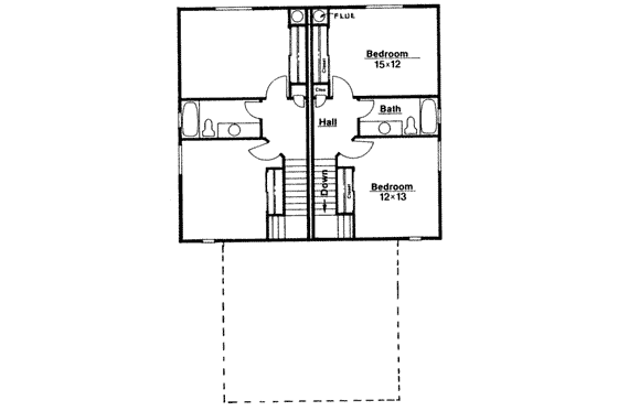 Floor Plan - Upper Floor for Modern House Plan #303-229 - 2 bed, 1.5 bath
