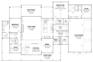Floor Plan - Main Floor for Farmhouse House Plan #1096-7 - 4 bed, 4.5 bath