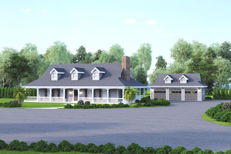 House Blueprint - Southern Exterior - Front Elevation Plan #57-329