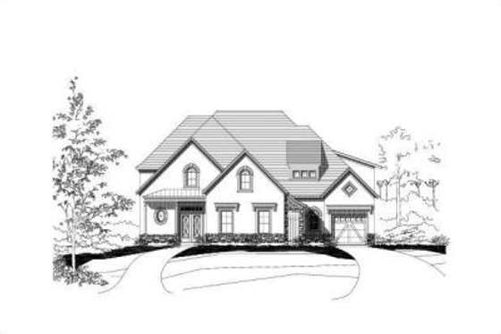 Exterior - Front Elevation for European House Plan #411-218 - 4 bed, 3 bath