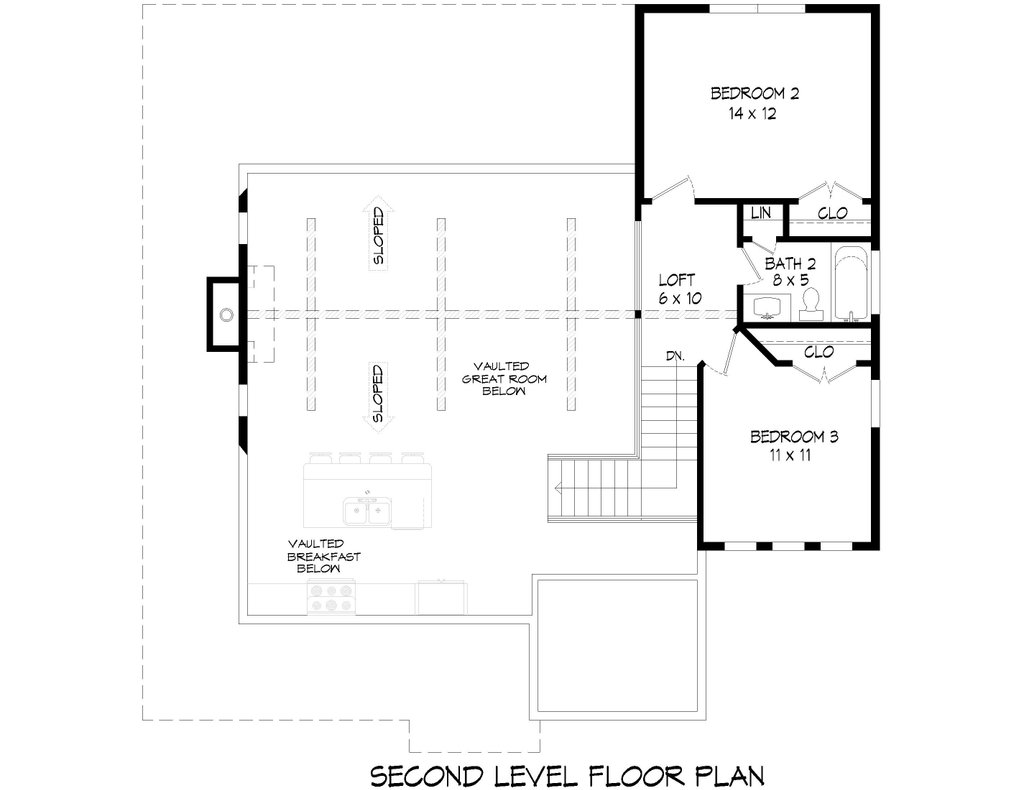 Floor Plan - Upper Floor for Farmhouse House Plan #932-1444 - 3 bed, 2.5 bath