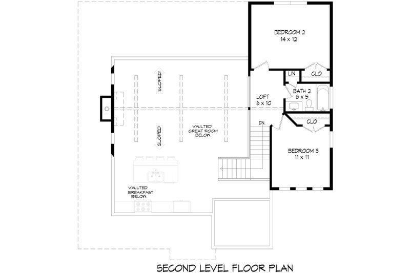 House Blueprint - Floor Plan - Upper Floor for Farmhouse House Plan #932-1444 - 3 bed, 2.5 bath