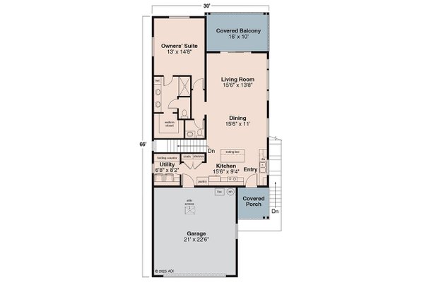 Architectural House Design - Floor Plan - Main Floor for Country House Plan #124-1474 - 3 bed, 2.5 bath