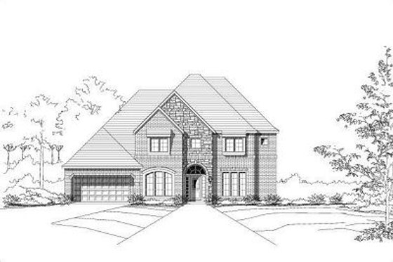 Exterior - Front Elevation for European House Plan #411-534 - 5 bed, 4.5 bath
