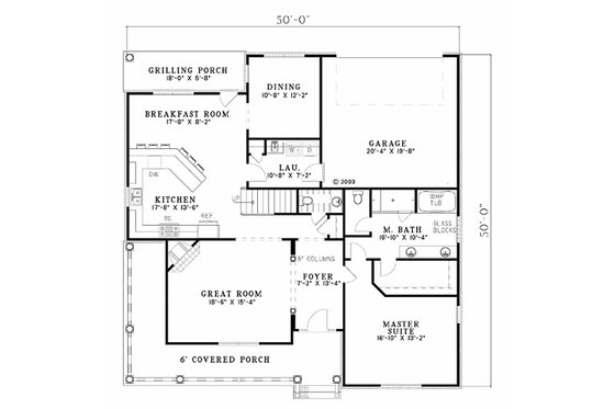 Floor Plan - Main Floor for Country House Plan #17-2120 - 3 bed, 2.5 bath