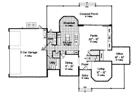 Floor Plan - Main Floor for European House Plan #417-353 - 4 bed, 3.5 bath