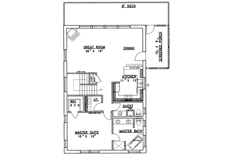 Dream House Plan - Floor Plan - Main Floor for Modern House Plan #117-422 - 3 bed, 2.5 bath
