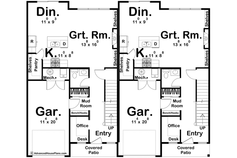 House Blueprint - Floor Plan - Main Floor for Modern House Plan #455-654 - 3 bed, 2.5 bath