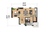 European Style House Plan - 3 Beds 1.5 Baths 1330 Sq/Ft Plan #25-5017 