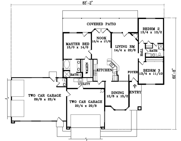 Adobe / Southwestern Floor Plan - Main Floor Plan #1-1374