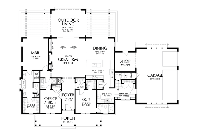 Dream House Plan - Floor Plan - Main Floor for Farmhouse House Plan #48-1195 - 3 bed, 3 bath