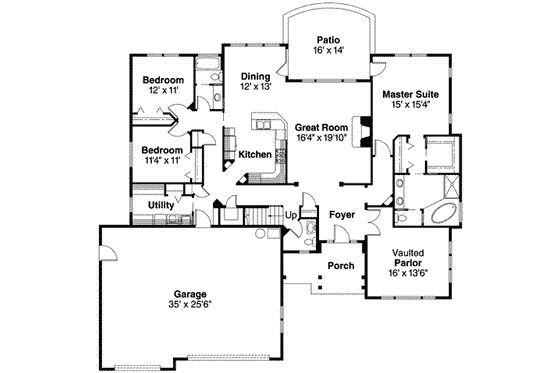 Floor Plan - Main Floor for Traditional House Plan #124-546 - 3 bed, 2.5 bath