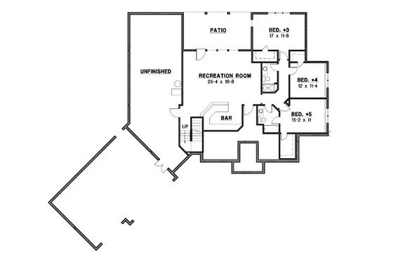 Floor Plan - Lower Floor for European House Plan #67-888 - 5 bed, 3.5 bath