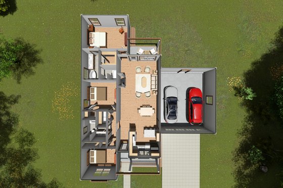 Floor Plan - Main Floor 1 House Plan #513-2077 - 3 bed, 2 bath