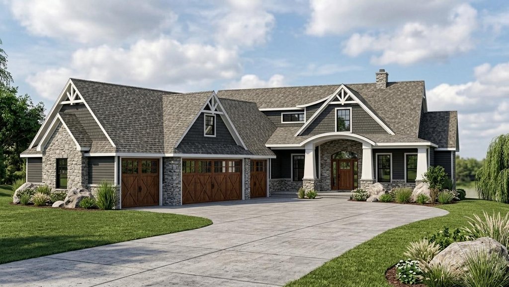 Exterior - Front Elevation 2 for Ranch House Plan #1064-89 - 2 bed, 3.5 bath