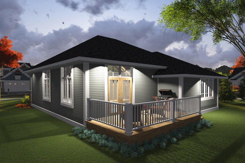 Dream House Plan - Exterior - Rear Elevation for Ranch House Plan #70-1235 - 2 bed, 2 bath