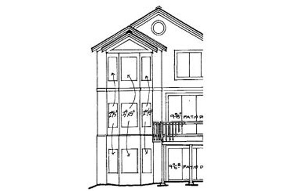 Exterior - Rear Elevation for European House Plan #322-102 - 3 bed, 2.5 bath