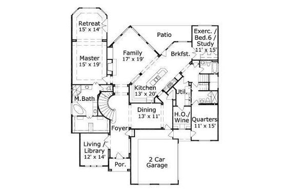Floor Plan - Main Floor for European House Plan #411-326 - 6 bed, 4 bath