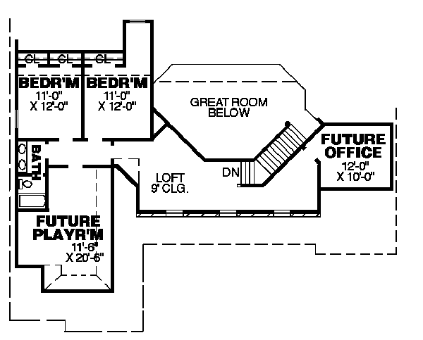 Traditional Floor Plan - Upper Floor Plan #34-147