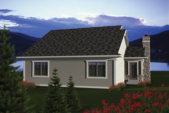 Exterior - Rear Elevation for Ranch House Plan #70-1076 - 2 bed, 1.5 bath