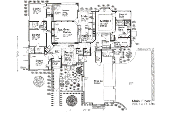 Floor Plan - Main Floor for European House Plan #310-669 - 3 bed, 2.5 bath