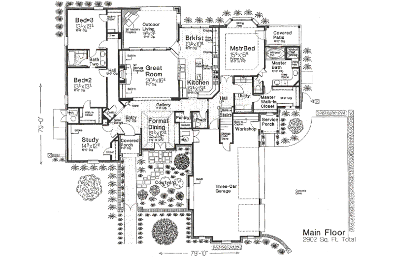 Dream House Plan - Floor Plan - Main Floor for European House Plan #310-669 - 3 bed, 2.5 bath