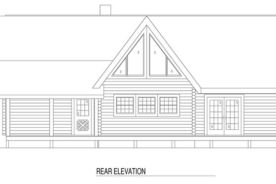 Exterior - Rear Elevation for Log House Plan #17-502 - 2 bed, 2 bath