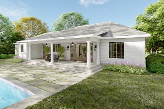 Exterior - Rear Elevation 1 for Southern House Plan #1094-7 - 3 bed, 2 bath