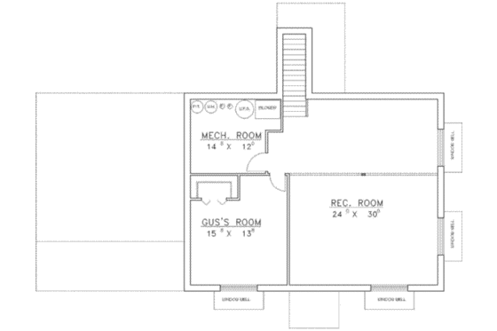Floor Plan - Lower Floor for Traditional House Plan #117-162 - 4 bed, 3 bath