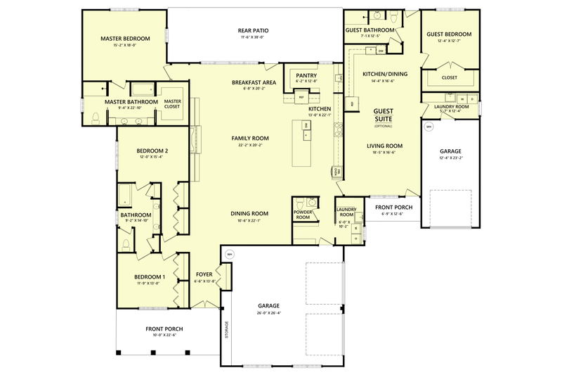 Home Plan - Floor Plan - Main Floor for Ranch House Plan #1123-4 - 4 bed, 3.5 bath