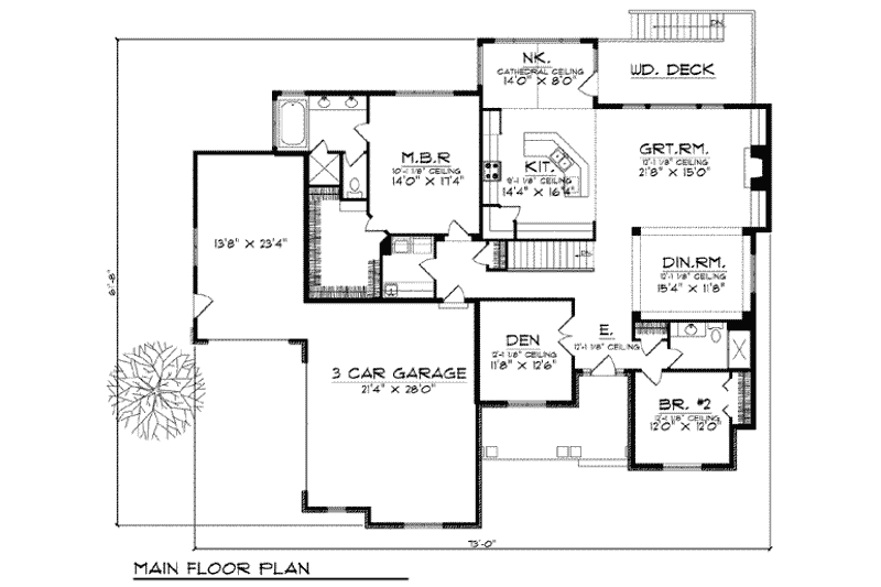 Dream House Plan - Floor Plan - Main Floor for European House Plan #70-806 - 4 bed, 3 bath