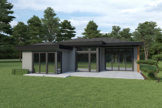 Exterior - Rear Elevation for Contemporary House Plan #1070-157 - 2 bed, 3 bath