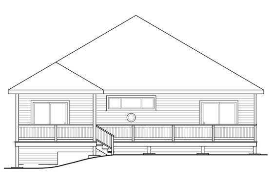 Exterior - Rear Elevation for Traditional House Plan #124-1007 - 3 bed, 2 bath