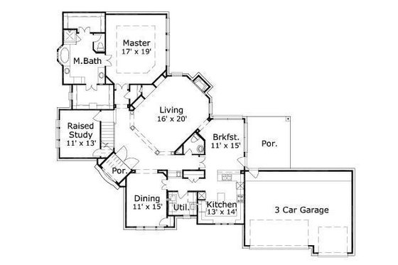 Floor Plan - Main Floor for European House Plan #411-781 - 4 bed, 3.5 bath