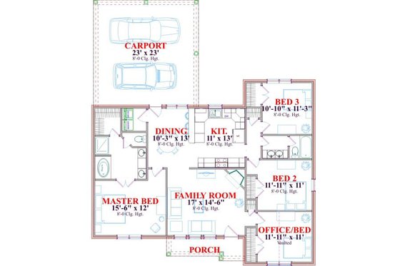 Floor Plan - Main Floor for Traditional House Plan #63-172 - 3 bed, 2 bath
