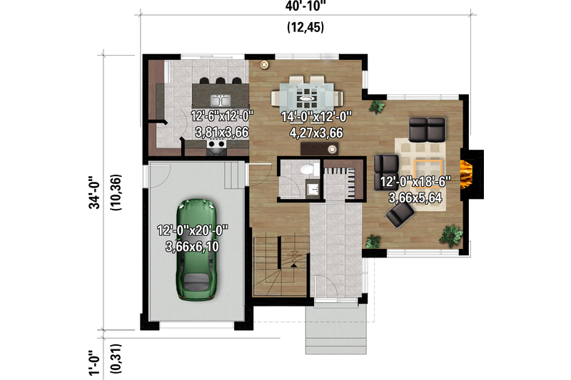 House Plan Design - Floor Plan - Main Floor for Bungalow House Plan #25-4942 - 3 bed, 1 bath
