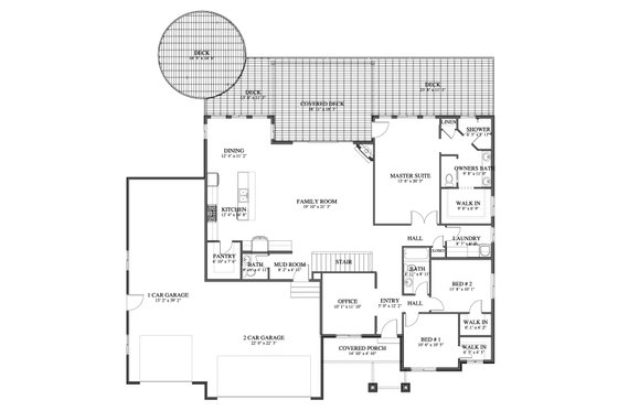 Floor Plan - Main Floor for Craftsman House Plan #1060-265 - 3 bed, 2.5 bath
