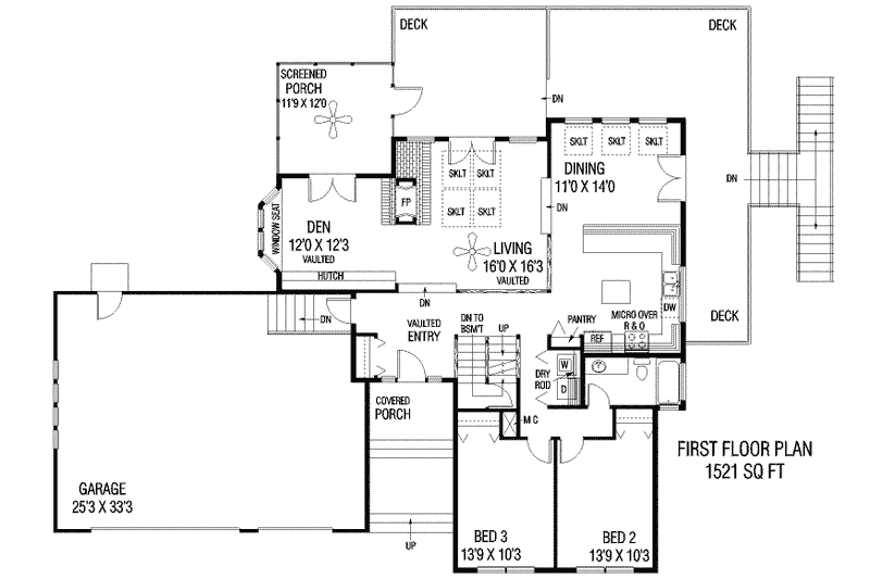 Home Plan - Floor Plan - Main Floor for Traditional House Plan #60-577 - 3 bed, 3 bath