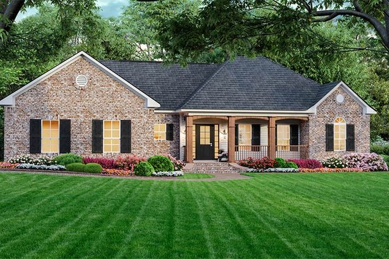 Exterior - Front Elevation for Southern House Plan #21-121 - 3 bed, 2 bath