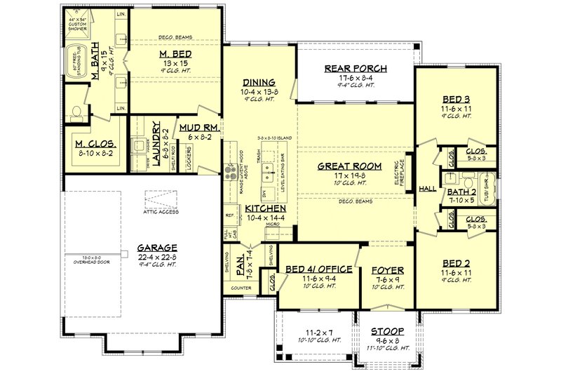 Home Plan - Floor Plan - Main Floor for Ranch House Plan #430-424 - 4 bed, 2 bath