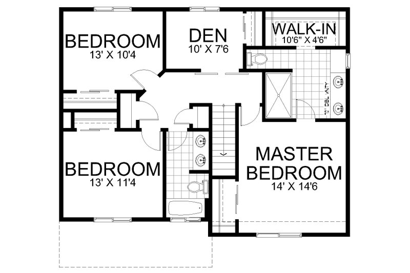 Home Plan - Floor Plan - Upper Floor for Contemporary House Plan #112-202 - 4 bed, 2.5 bath