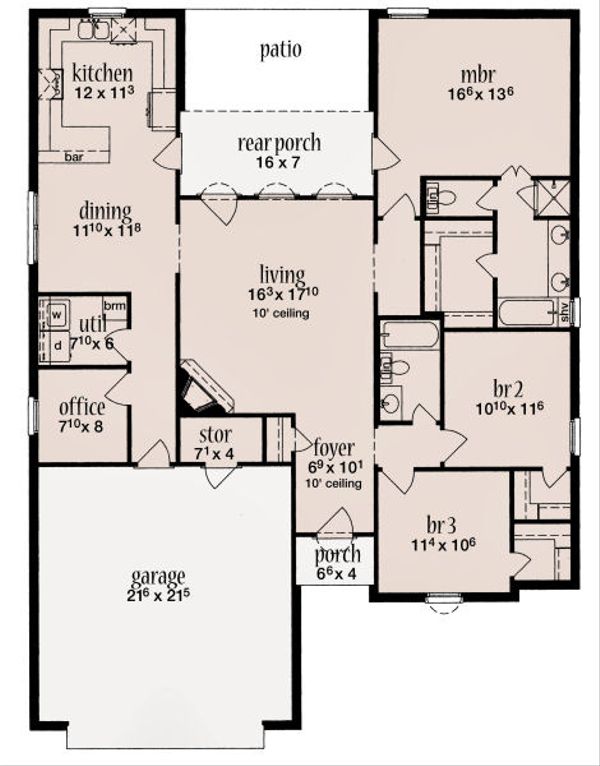 House Design - Traditional Floor Plan - Main Floor Plan #36-480